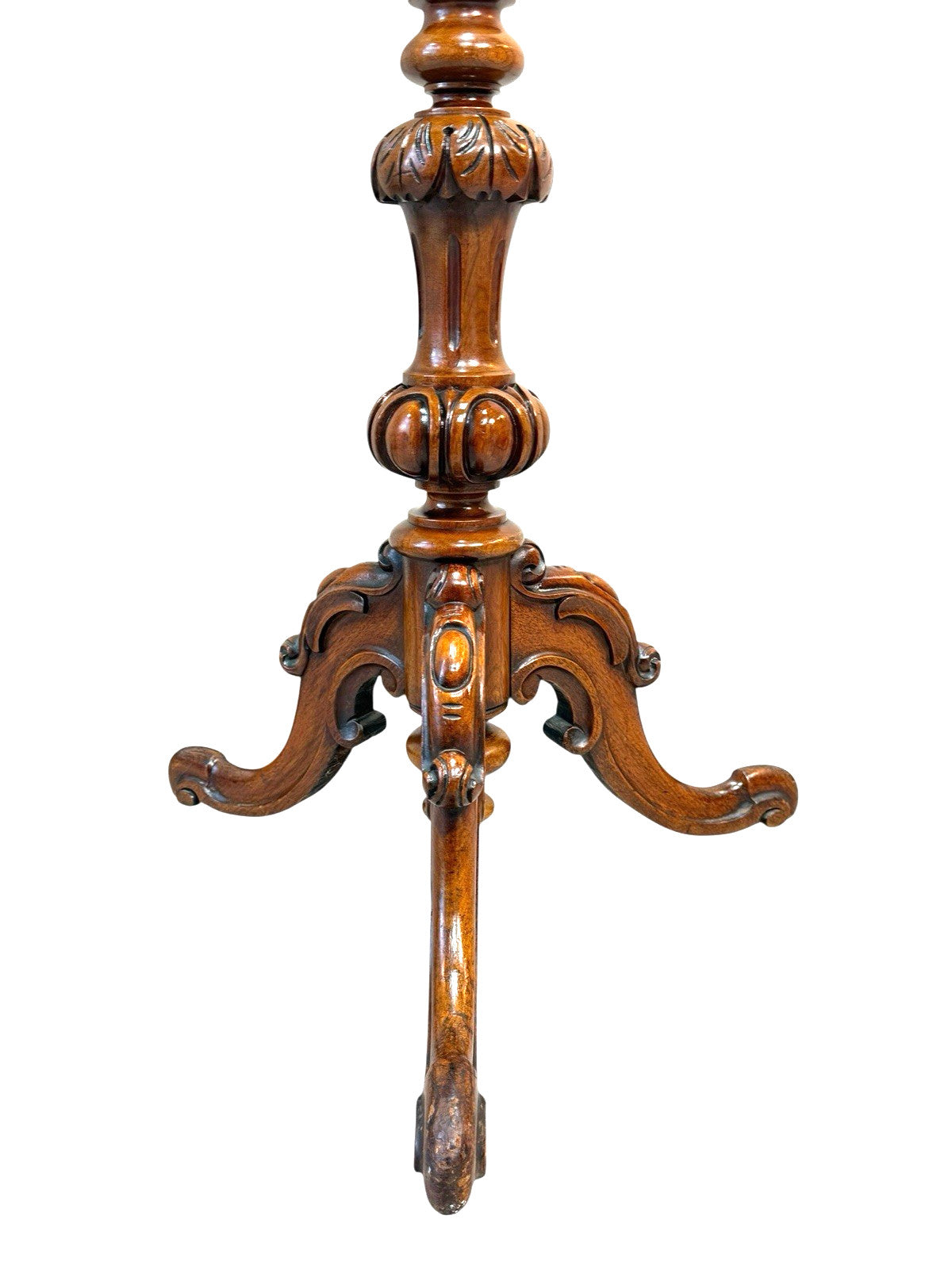 Antique Victorian Rosewood Pole Screen 65" Tall Carved Tripod Base Needlepoint