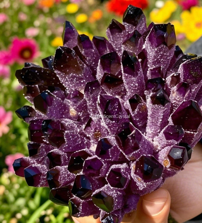 Rare DARK PURPLE Amethyst Quartz Cluster Natural Crystal