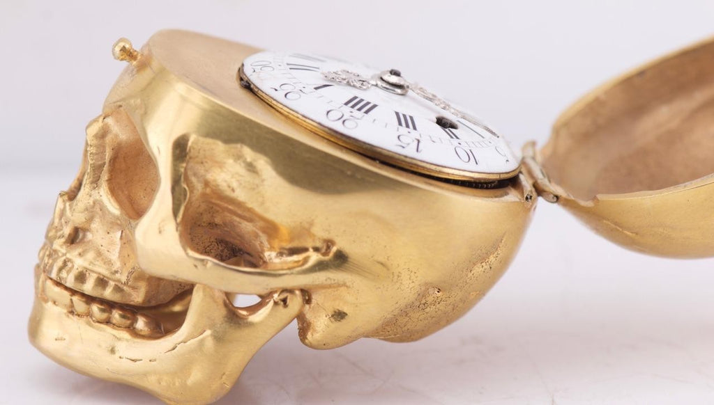 Antique c.1790s Memento Mori Skeleton Doctor's Verge Fusee Clock | 18k Ormolu