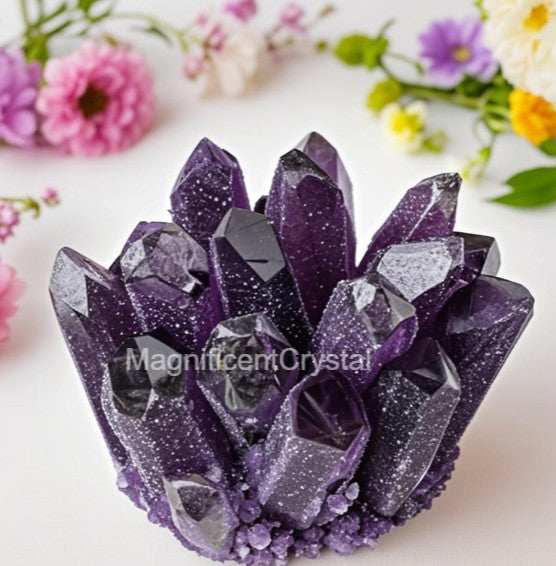 Rare DARK PURPLE Amethyst Quartz Cluster Natural Crystal