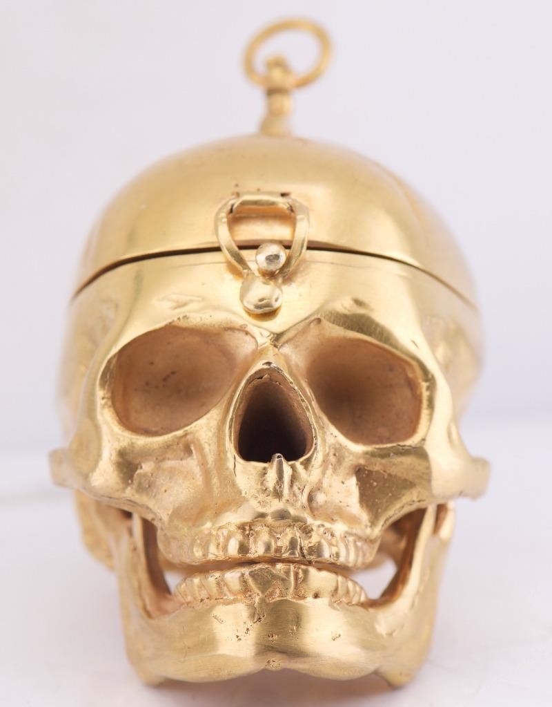 Antique c.1790s Memento Mori Skeleton Doctor's Verge Fusee Clock | 18k Ormolu