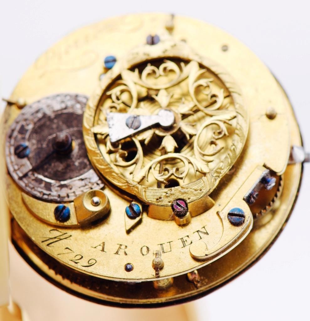 Antique c.1790s Memento Mori Skeleton Doctor's Verge Fusee Clock | 18k Ormolu
