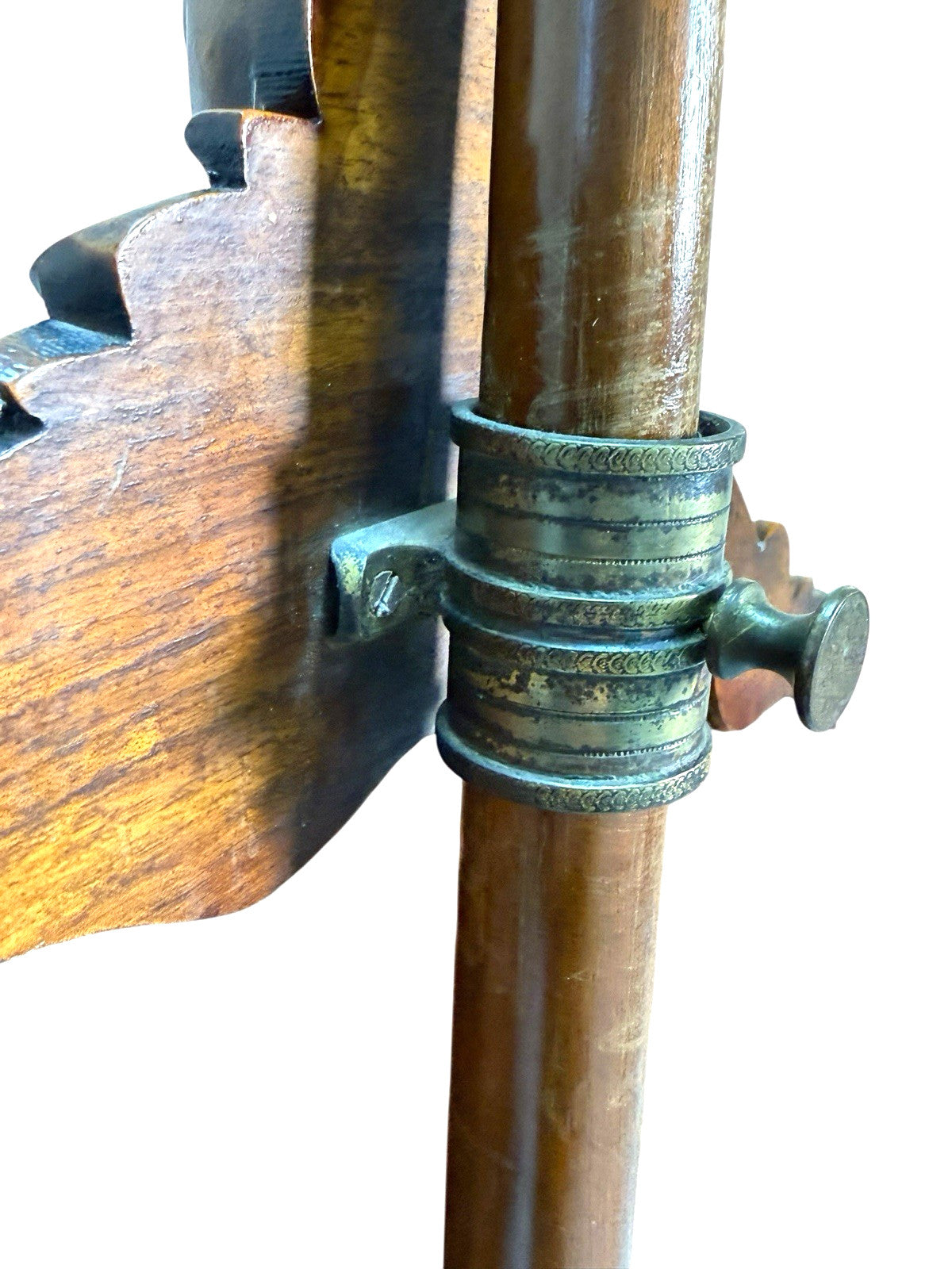 Antique Victorian Rosewood Pole Screen 65" Tall Carved Tripod Base Needlepoint
