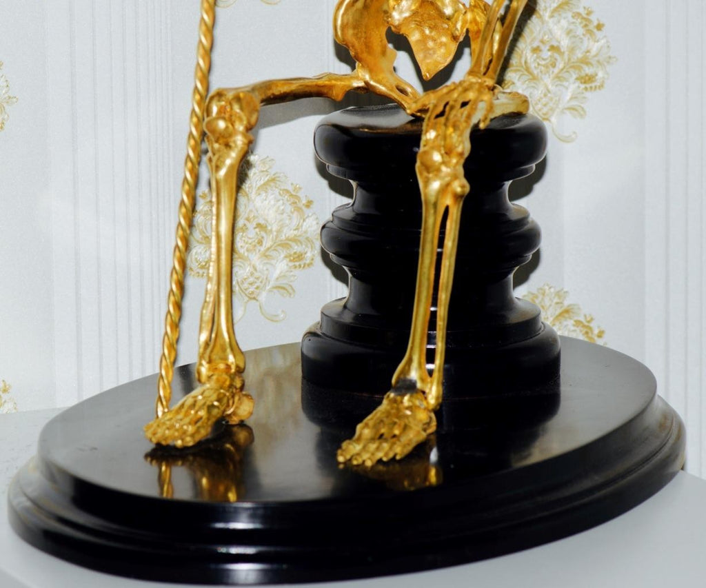 Antique c.1790s Memento Mori Skeleton Doctor's Verge Fusee Clock | 18k Ormolu