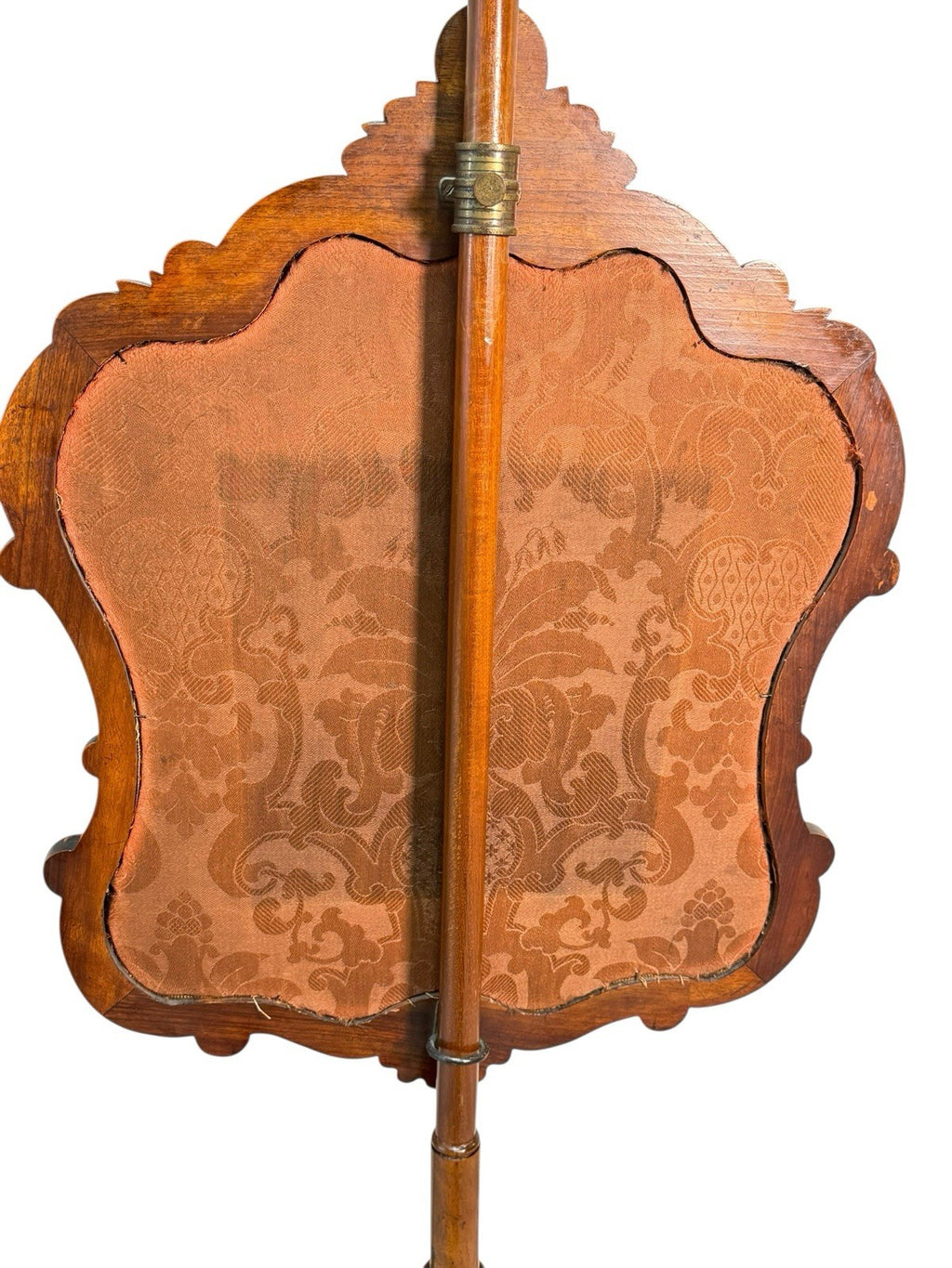 Antique Victorian Rosewood Pole Screen 65" Tall Carved Tripod Base Needlepoint