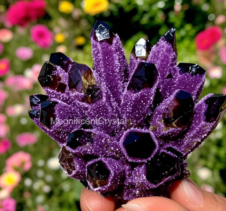 Rare DARK PURPLE Amethyst Quartz Cluster Natural Crystal