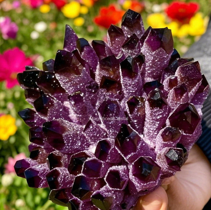 Rare DARK PURPLE Amethyst Quartz Cluster Natural Crystal