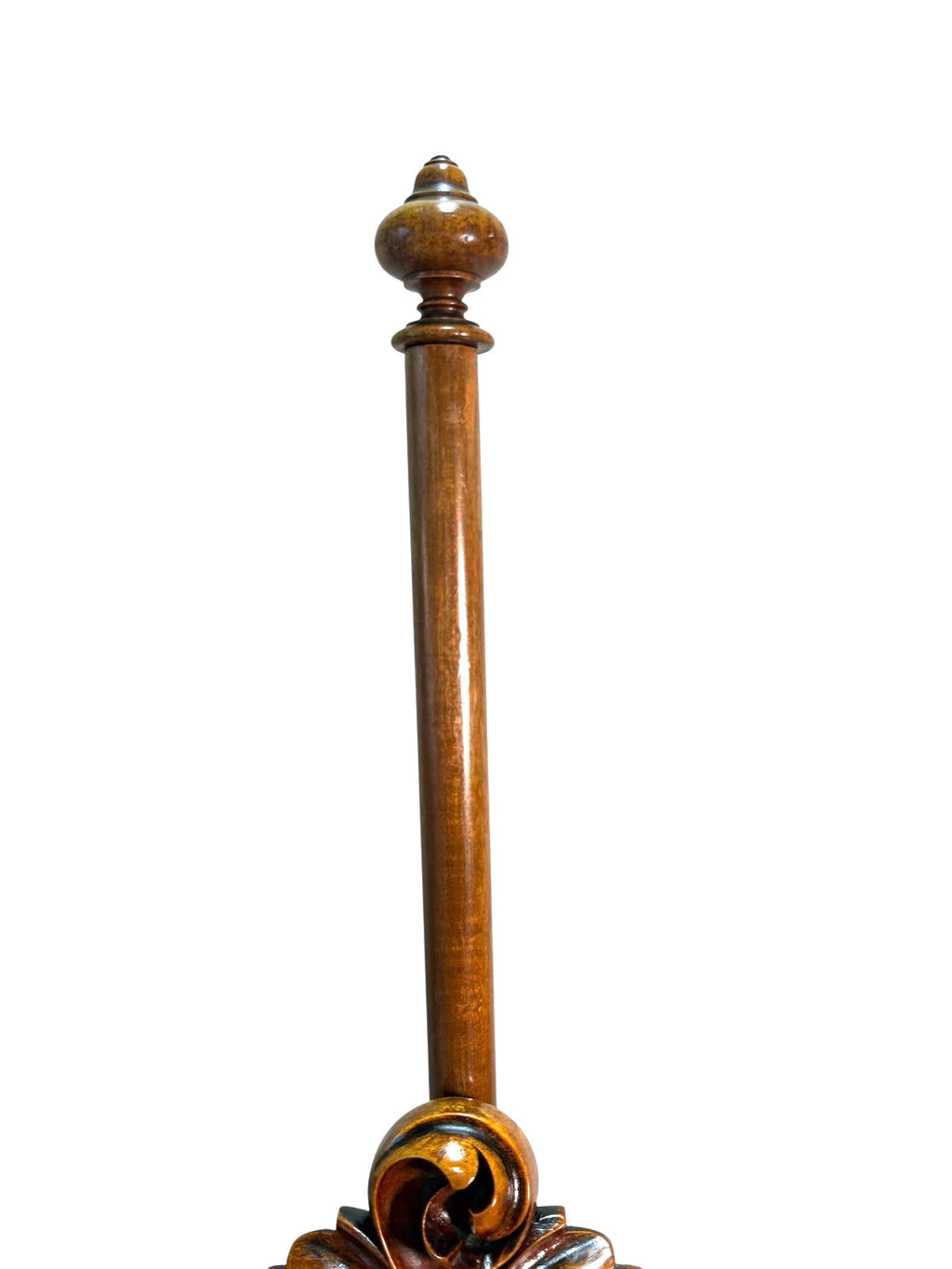 Antique Victorian Rosewood Pole Screen 65" Tall Carved Tripod Base Needlepoint