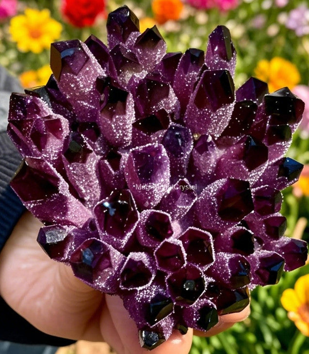 Rare DARK PURPLE Amethyst Quartz Cluster Natural Crystal