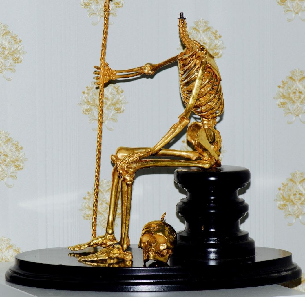 Antique c.1790s Memento Mori Skeleton Doctor's Verge Fusee Clock | 18k Ormolu