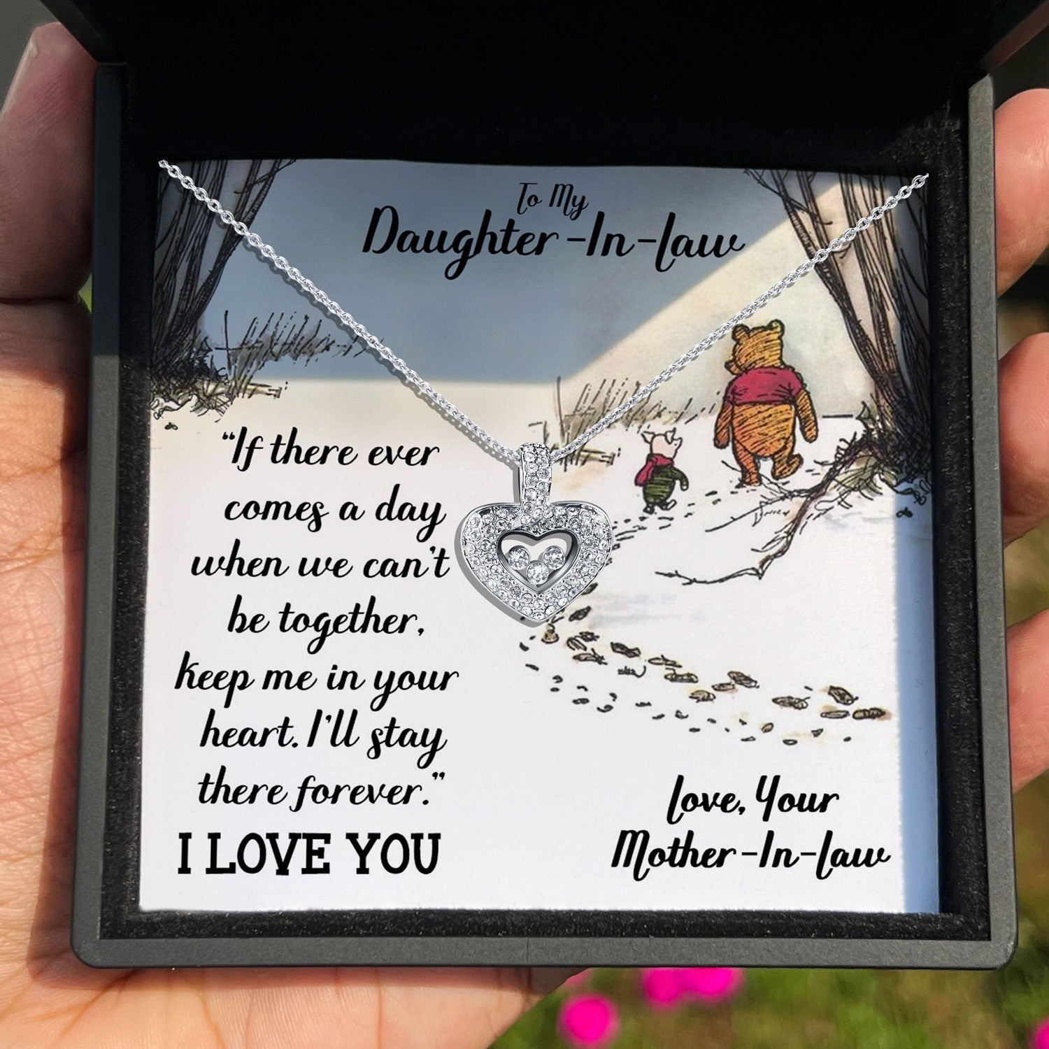 To My Daughter-in-Law - I'll Stay There Forever- Tryndi Floating Heart Necklace