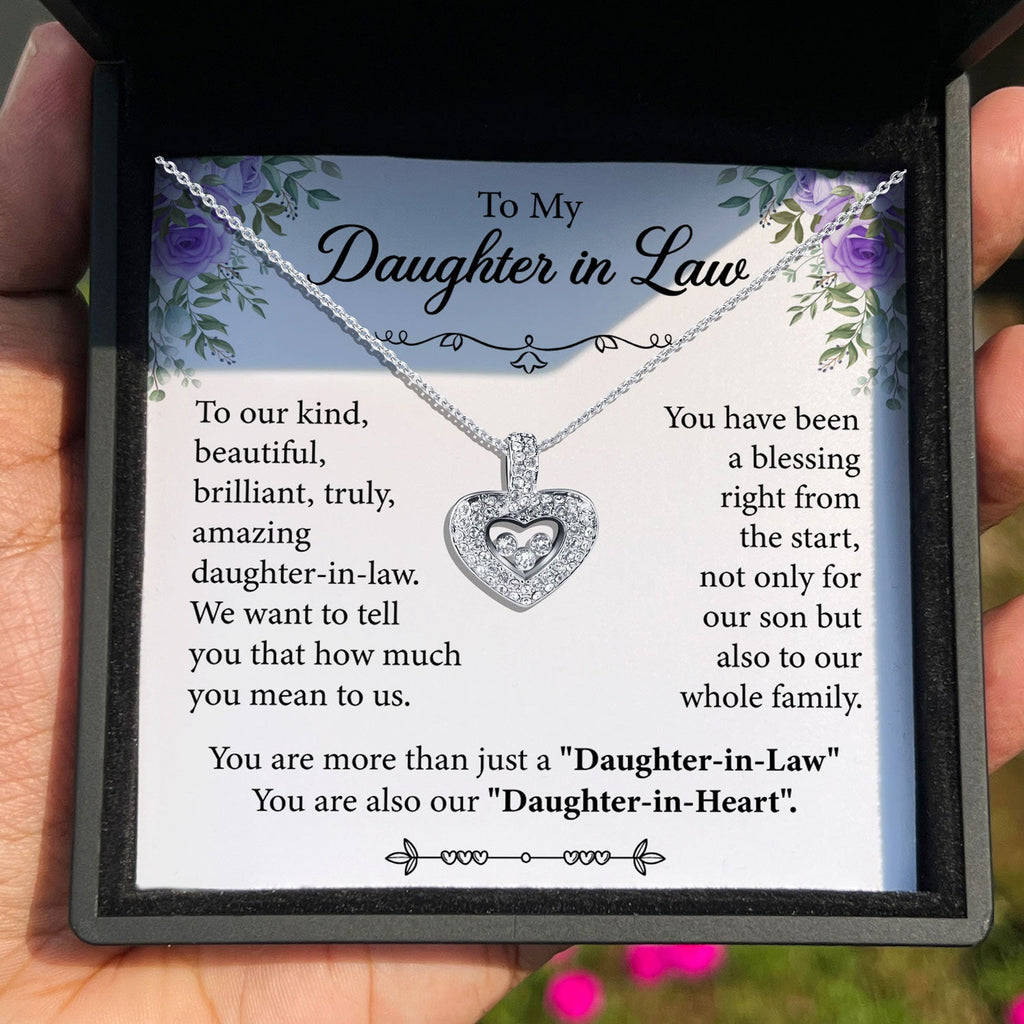 TRYNDI™ To My Beautiful Daughter-in-Law Floating Heart Necklace With Authentic Swarovski Crystals